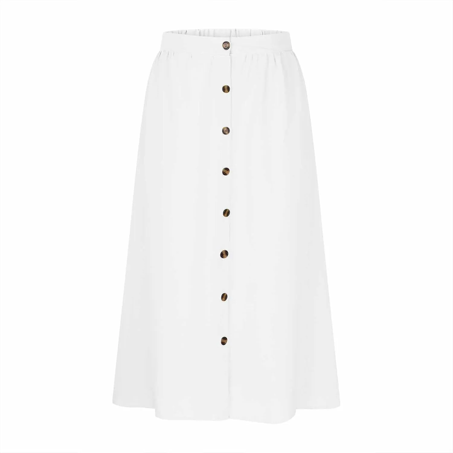 Button Down Skirts for Women Casual Summer Skrits High Waisted Midi Skirt with Pockets Lightweight Pleated Skirts
