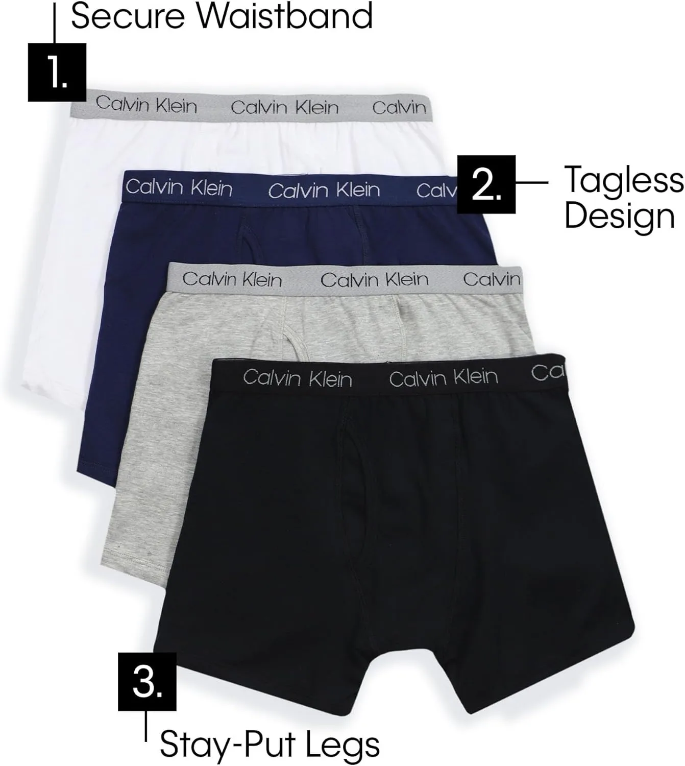 Calvin Klein Boys' Underwear Four Pack Boxer Brief Value Pack