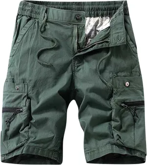 Cargo Shorts for Men Cotton Plus Size Stretch Comfy Sweat Short Drawstring Baggy Multiple Pockets Workwear Shorts