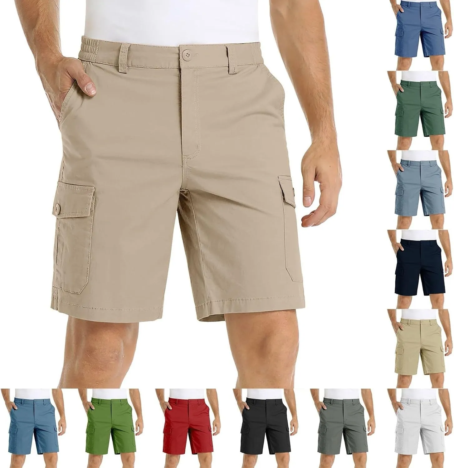 Cargo Shorts for Men Stretch Waist Mens Hiking Cargo Shorts Slid Quick Dry Work Shorts Casual Golf Shorts Lightweight