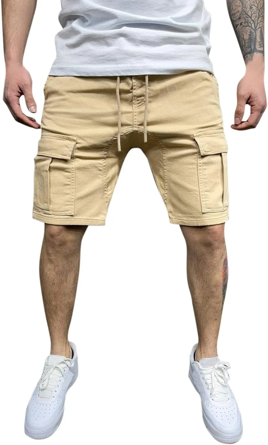 Cargo Shorts Men Summer Shorts Drawstring Trousers Solid Male Shorts Pant Pant Slim Pocket Cargo Mens Casual Shorts