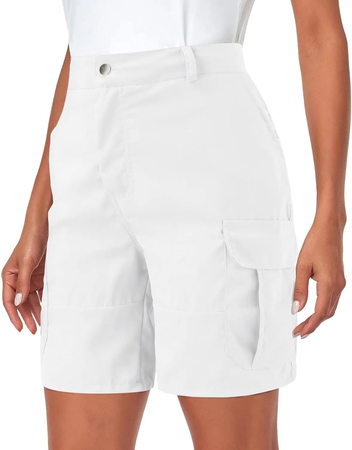Cargo Shorts Women Casual Dressy Summer Pants Chino Shorts Lightweight Elastic Waist Beach Shorts with Pockets