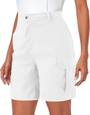 Cargo Shorts Women Casual Dressy Summer Pants Chino Shorts Lightweight Elastic Waist Beach Shorts with Pockets