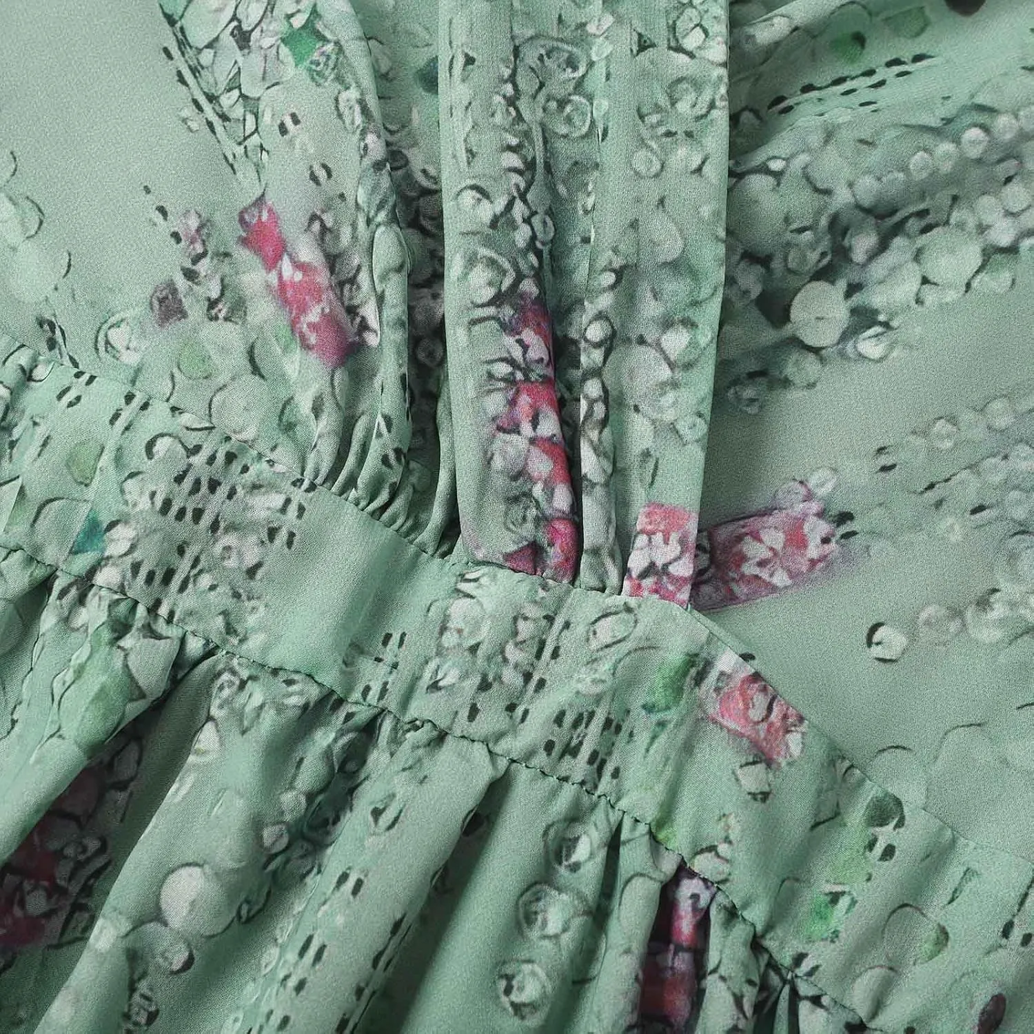 Chiffon Dresses for Women,Summer Coctail Boho Floral Printed Dresses Wrap Flowy Wedding Prom Guest Midi V Neck Dress