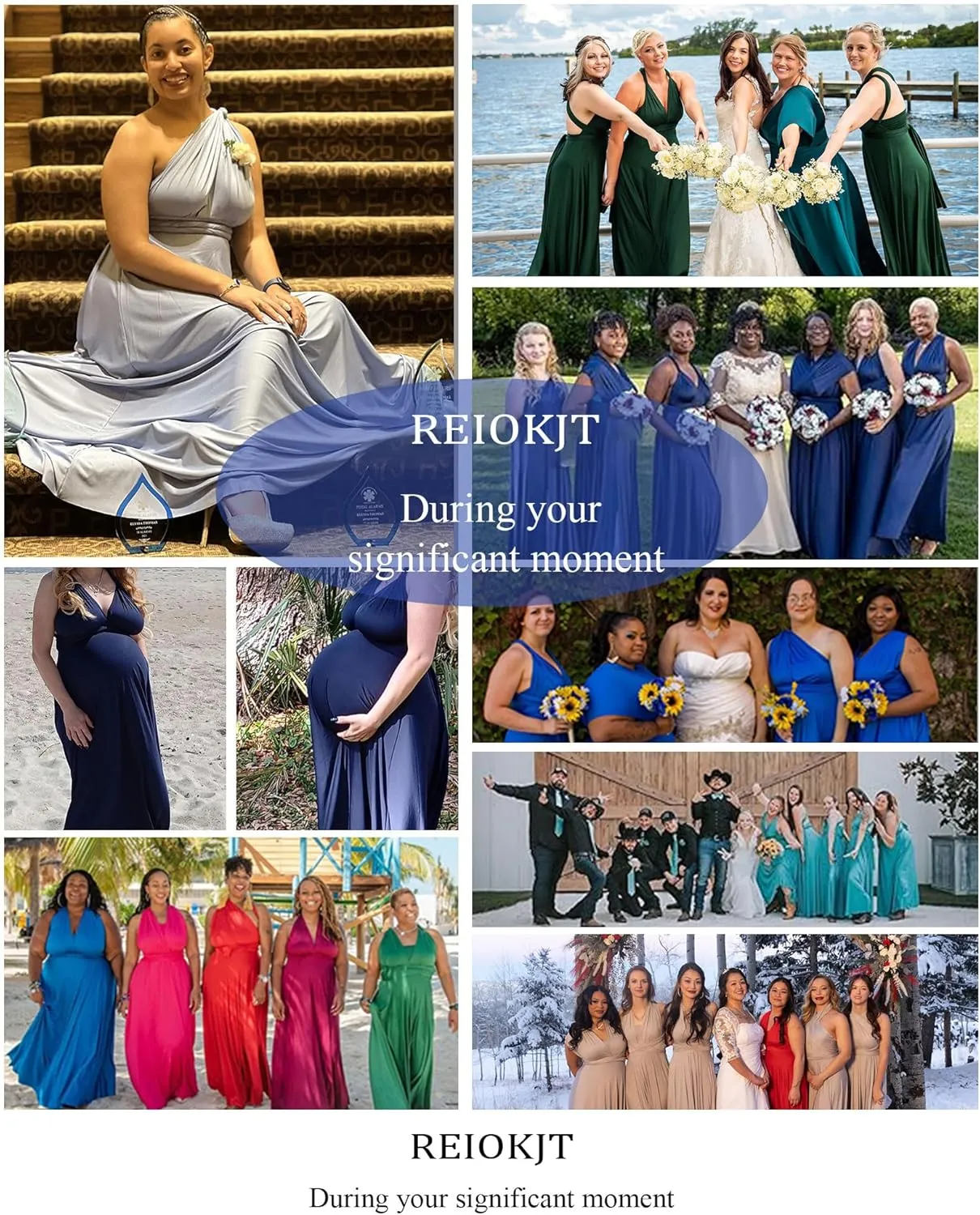 Convertible Bridesmaid Dresses for Women - Plus Size Wedding Long Multiway Dresses