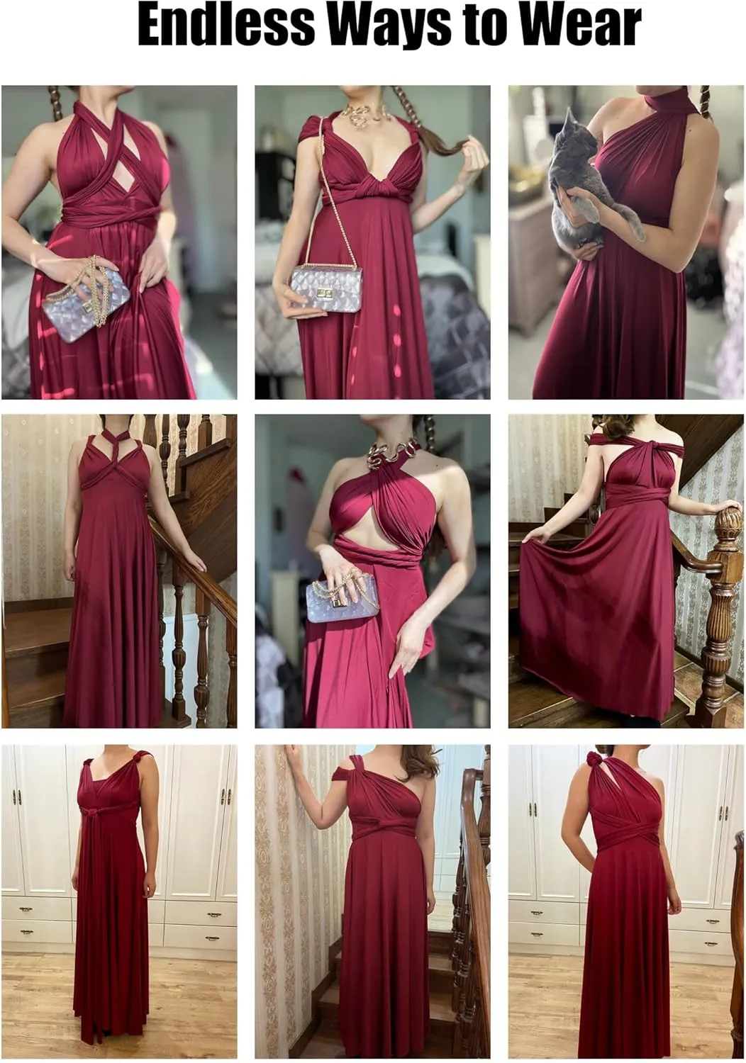 Convertible Bridesmaid Dresses for Women - Plus Size Wedding Long Multiway Dresses
