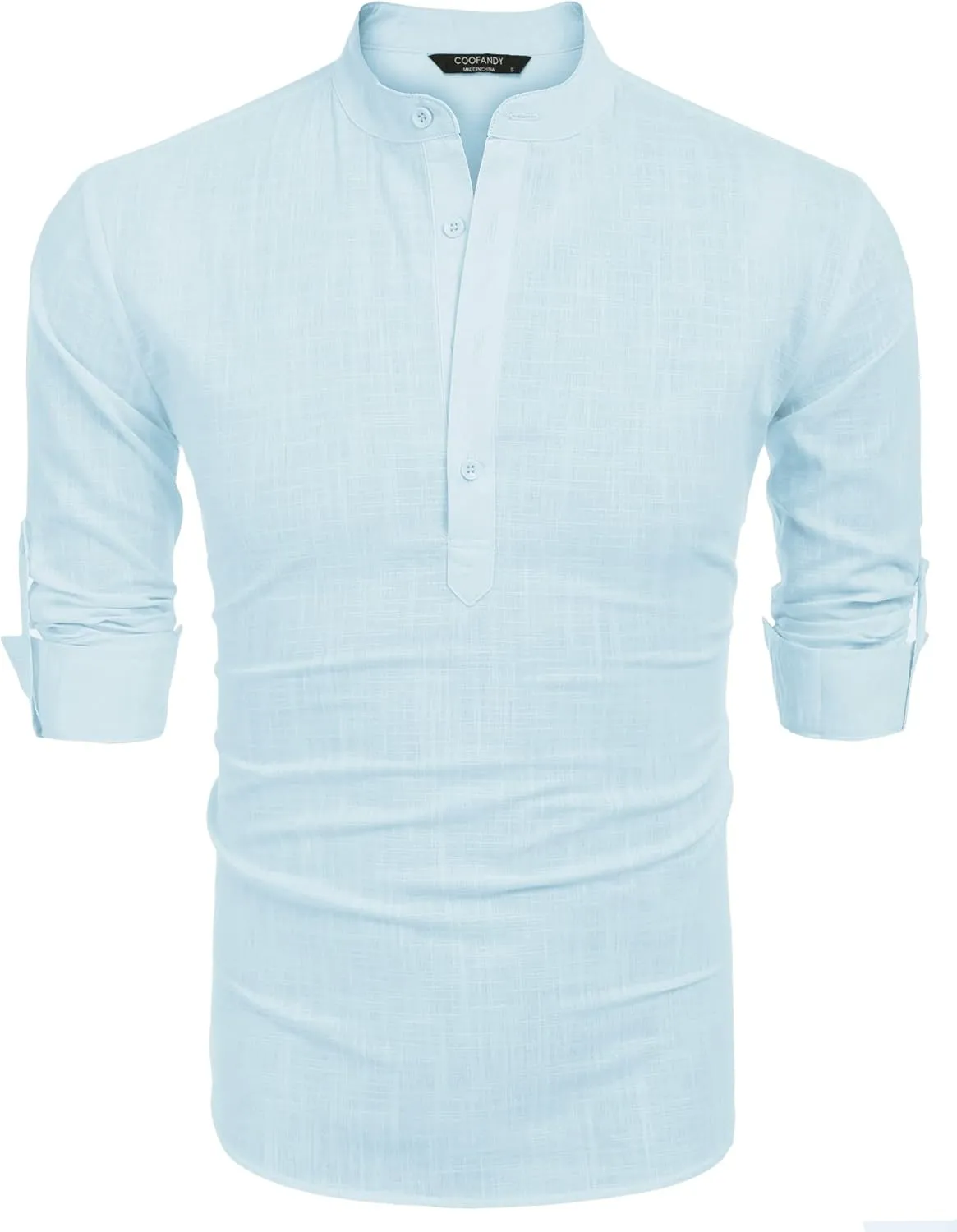COOFANDY Men's Cotton Linen Henley T-Shirts Long Sleeve Hippie Casual Beach T-Shirts