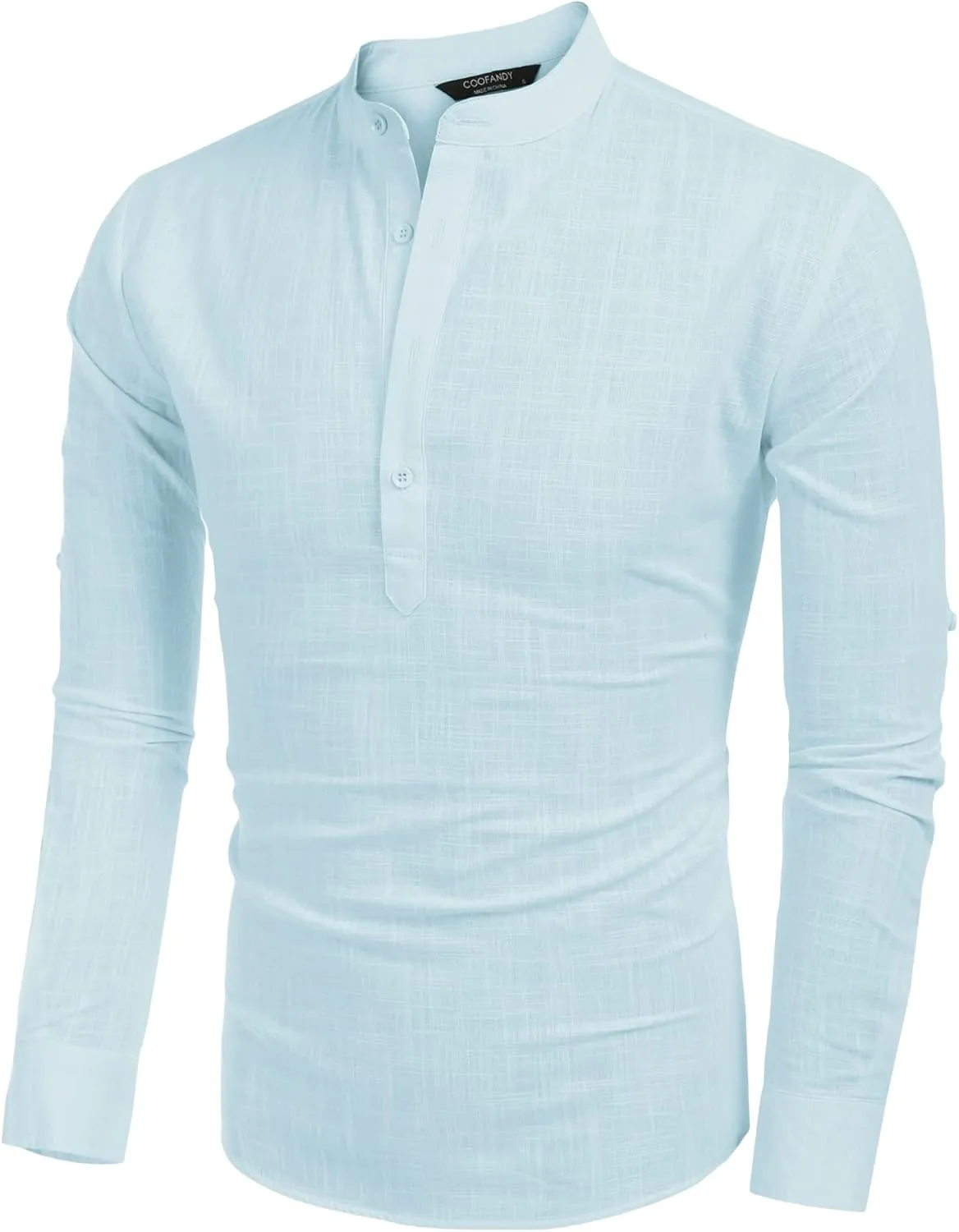COOFANDY Men's Cotton Linen Henley T-Shirts Long Sleeve Hippie Casual Beach T-Shirts