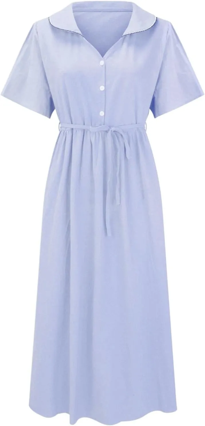 Cotton Linen Dresses for Women Summer Embroidered Sleeve A Line Comfy Cotton Maxi Dress Trendy Summer Vacation Clothes