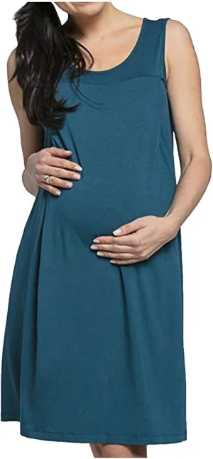 Cotton Sleeveless Nursing Nightgown Women Comfy Maternity Pregnancy Tank Dress Labor Delivery Breastfeeding Dresses