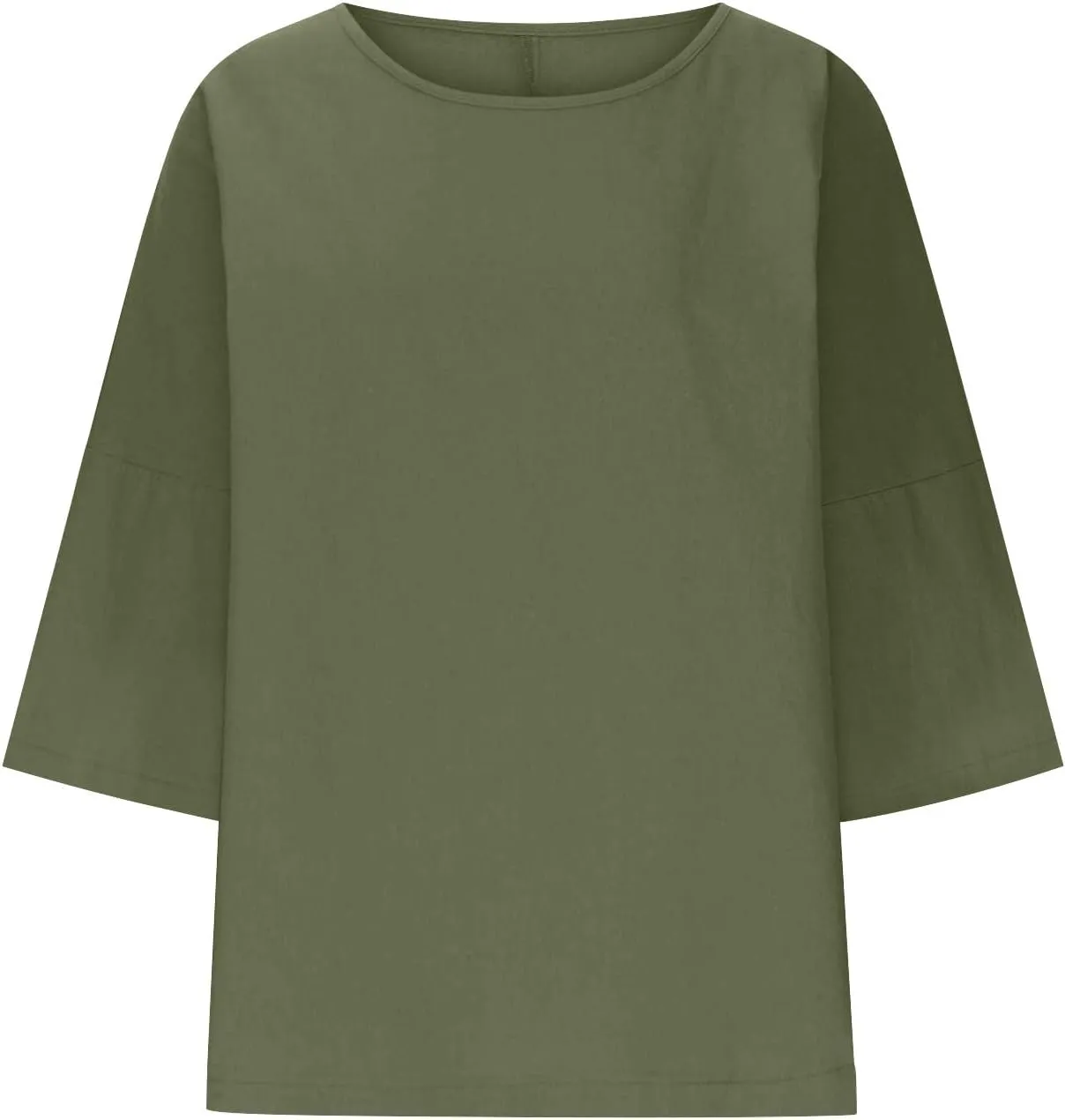 Cotton Tshirts for Women Casual Linen Tops Loose Fit Half Sleeve Plain Shirts Soft Crewneck Summer Cotton Linen Tops
