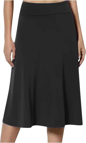 DDAPJ pyju High Waist Skirts for Women A-Line Flare Midi Skirt Trendy Casual Flowy Skirts Solid Color Oversized Long Skirt