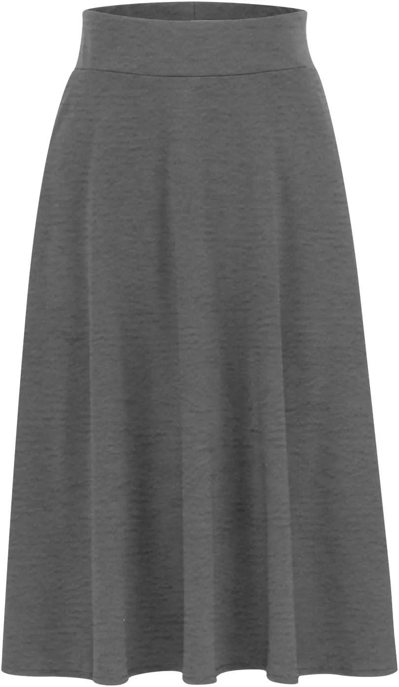 DDAPJ pyju High Waist Skirts for Women A-Line Flare Midi Skirt Trendy Casual Flowy Skirts Solid Color Oversized Long Skirt