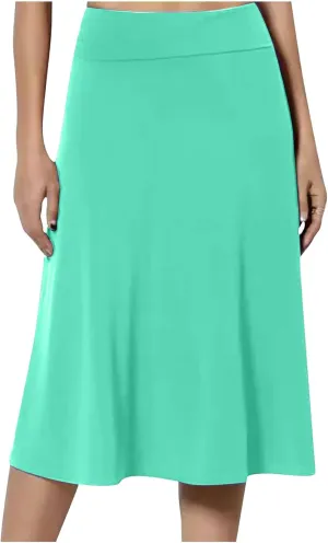 DDAPJ pyju High Waist Skirts for Women A-Line Flare Midi Skirt Trendy Casual Flowy Skirts Solid Color Oversized Long Skirt