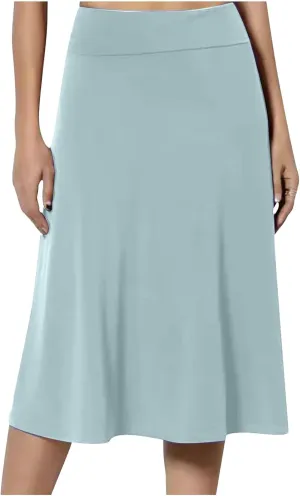 DDAPJ pyju High Waist Skirts for Women A-Line Flare Midi Skirt Trendy Casual Flowy Skirts Solid Color Oversized Long Skirt