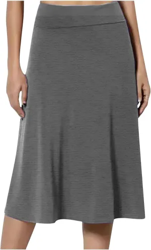 DDAPJ pyju High Waist Skirts for Women A-Line Flare Midi Skirt Trendy Casual Flowy Skirts Solid Color Oversized Long Skirt