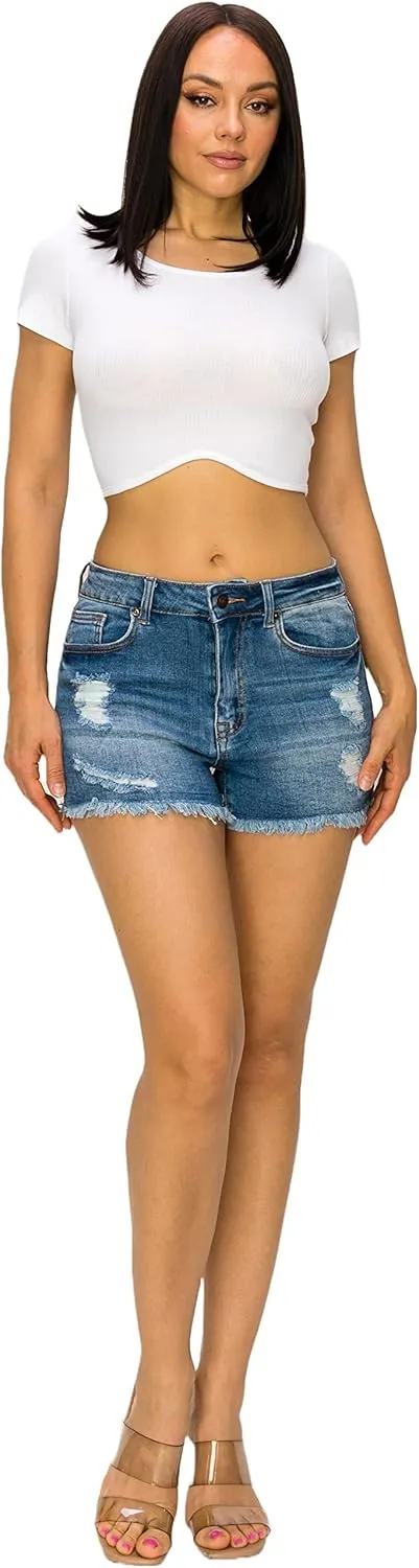 Denim Jean Shorts for Women - Casual Stretchy High Waisted Jean Shorts