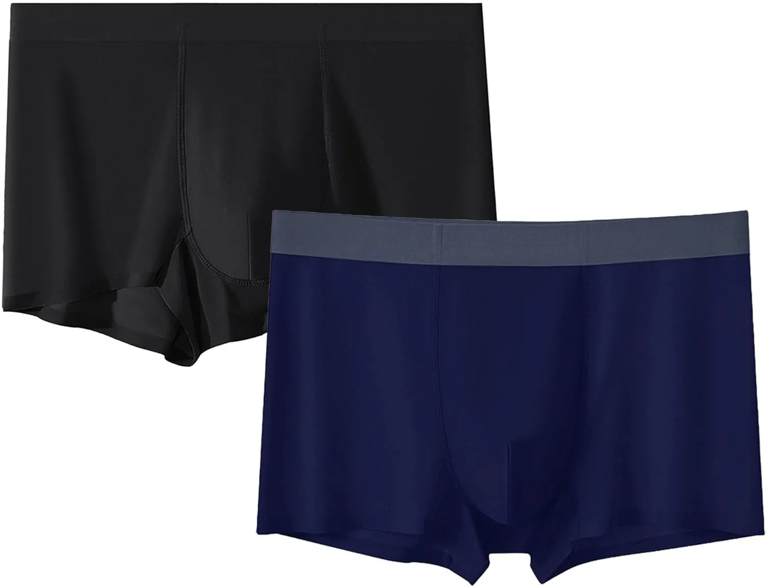 DGHM-JLMY Men's Ice Silk Summer Thin Underwear Seamless Solid Color Boyshort Breathable Boxer Briefs Shorts 2-Pack
