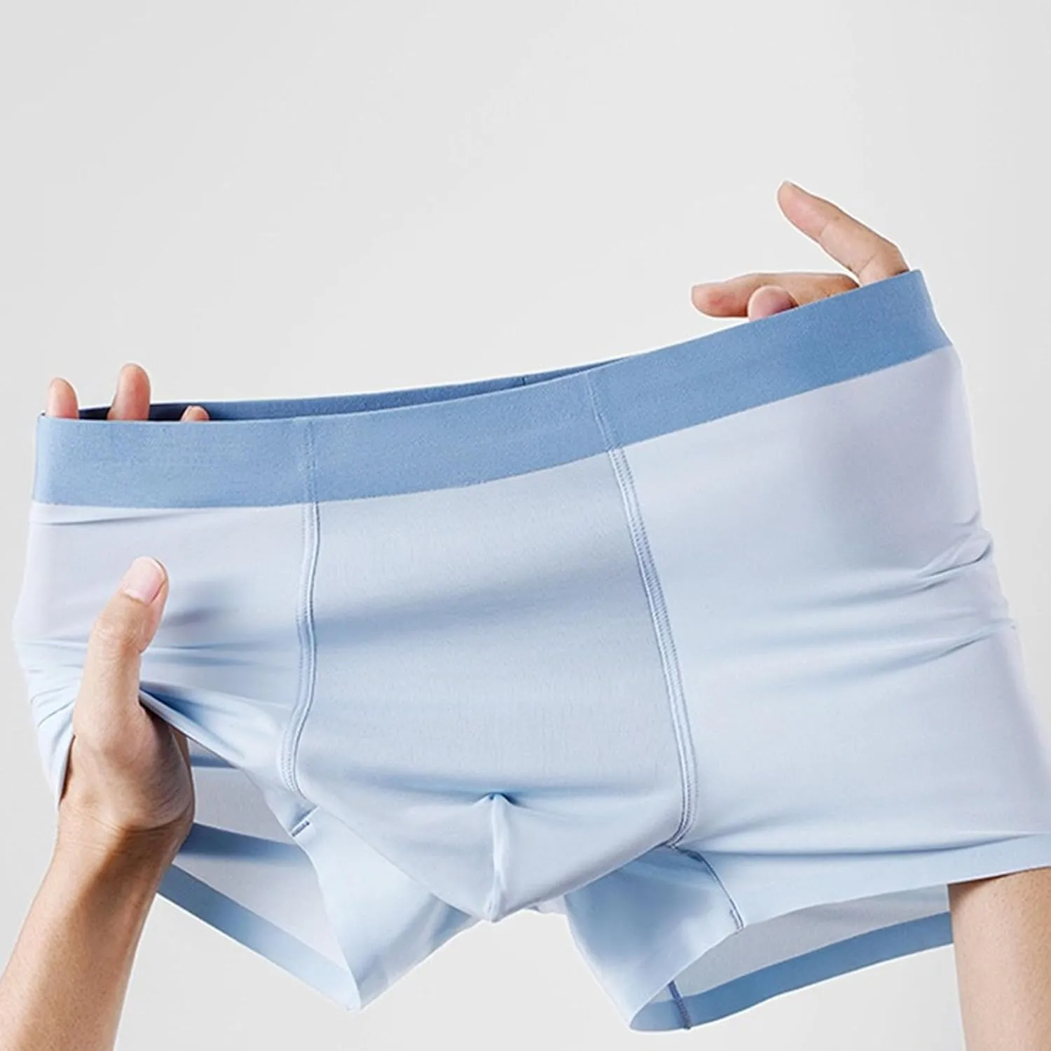 DGHM-JLMY Men's Seamless Underwear Trunks Shorts Ice Silk Sexy Transparent Underpants Lightweight Breathable Boxer Briefs
