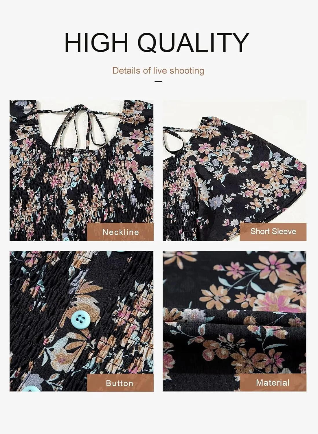 Dokotoo Womens Dresses 2025 Square Neck Tie Backless Summer Dresses Cap Sleeve Floral Buttoned Empire Waist Maxi Dress