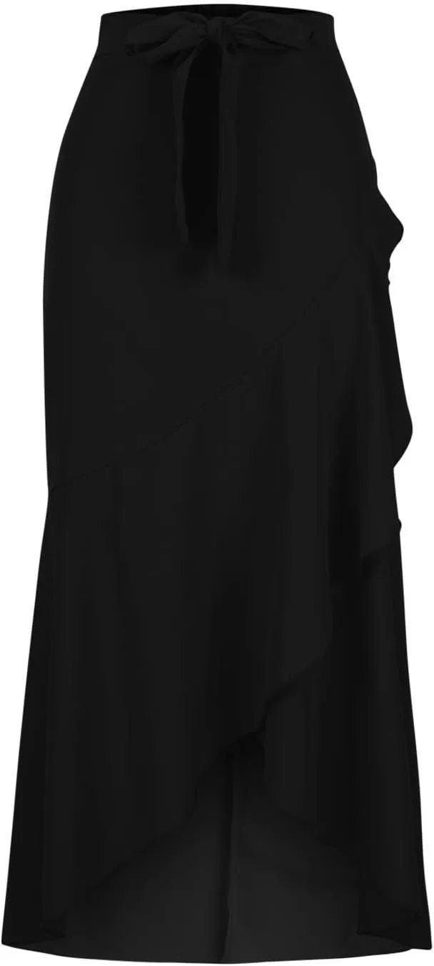 Elegant Irregular Ruffle Hem Maxi Skirts for Women High Waisted Stretch A Line Long Skirt 2025 Stylish Dress
