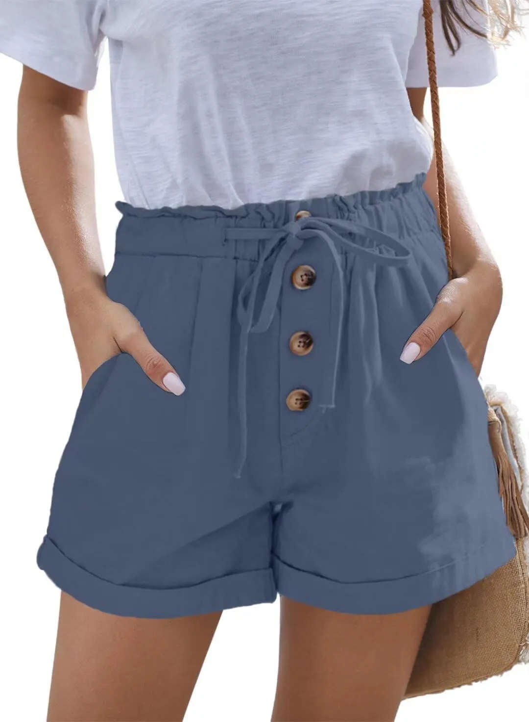 FEKOAFE Womens Shorts 2025 Comfy Summer Drawstring High Waist Cotton Shorts for Women Trendy(S-2XL)