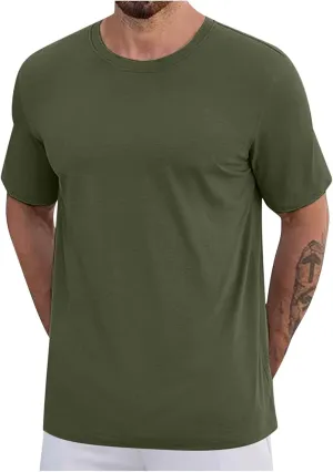 Finelylove Mens Oversized Cotton T-Shirts Big and Tall Short Sleeve Crewneck Casual Shirts Summer Cotton Basic Tee Tops