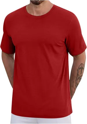 Finelylove Mens Oversized Cotton T-Shirts Big and Tall Short Sleeve Crewneck Casual Shirts Summer Cotton Basic Tee Tops