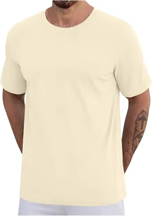 Finelylove Mens Oversized Cotton T-Shirts Big and Tall Short Sleeve Crewneck Casual Shirts Summer Cotton Basic Tee Tops