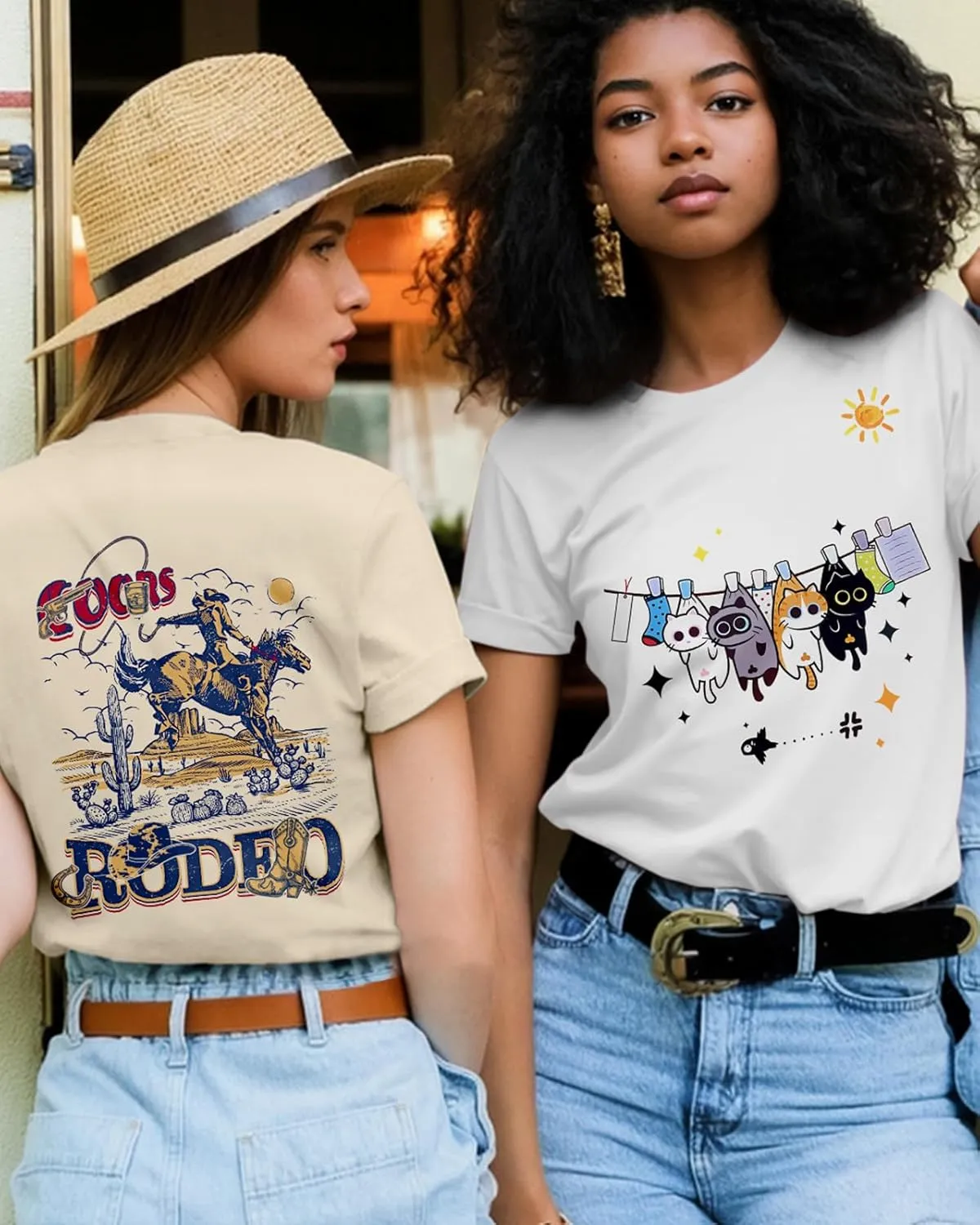 Flafens T Shirts for Women Graphic Tees - Womens T-Shirts Cotton Cute Fit Tshirts Teens Girls