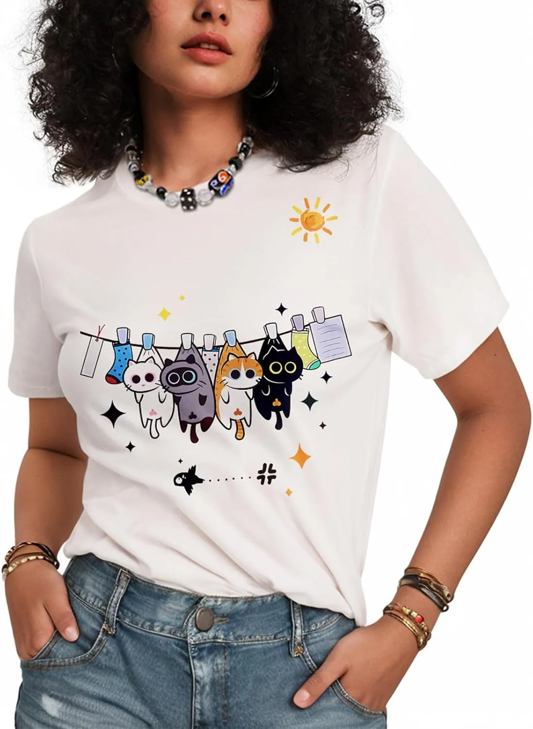 Flafens T Shirts for Women Graphic Tees - Womens T-Shirts Cotton Cute Fit Tshirts Teens Girls