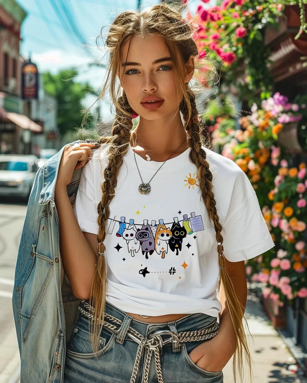 Flafens T Shirts for Women Graphic Tees - Womens T-Shirts Cotton Cute Fit Tshirts Teens Girls