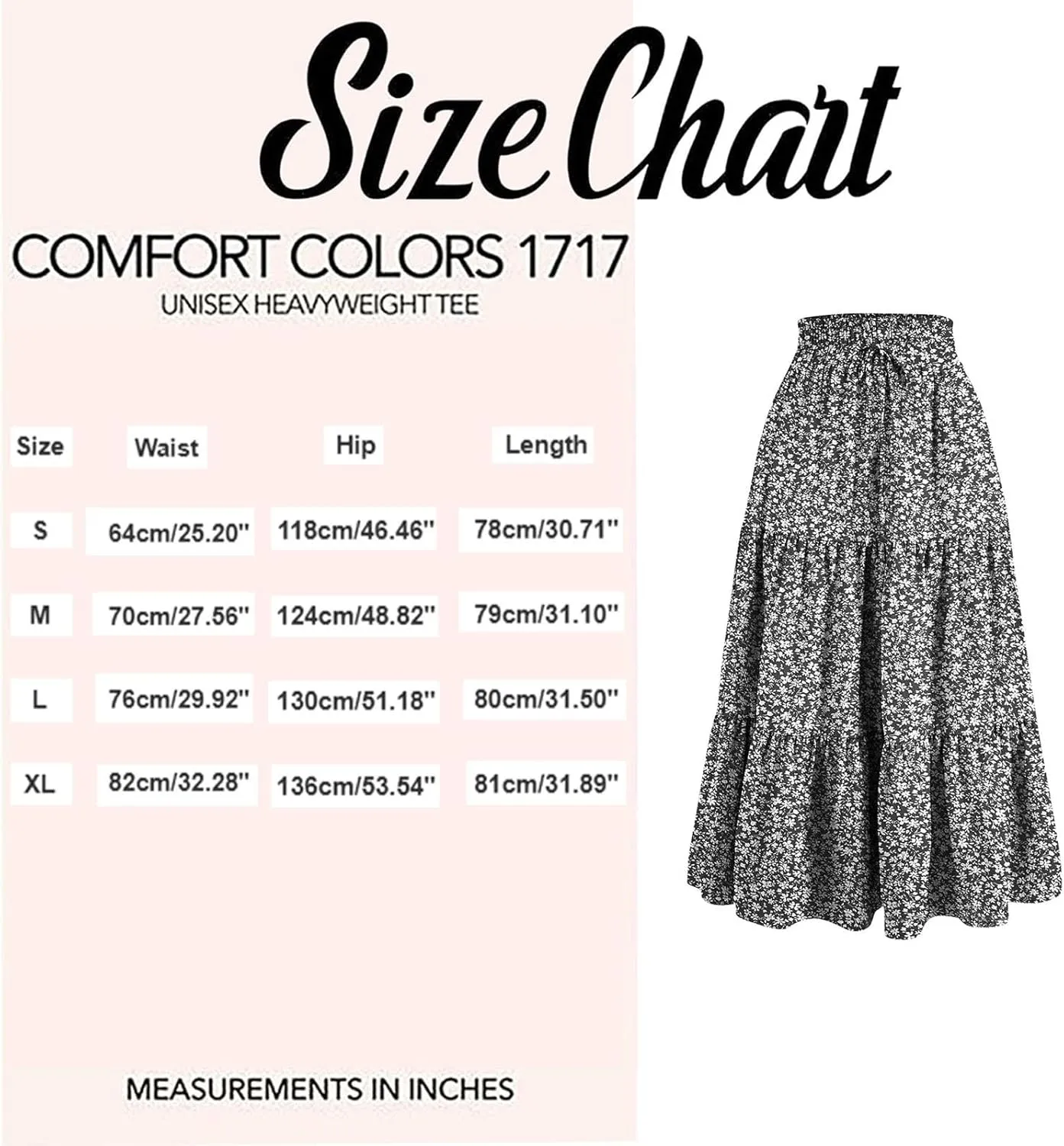 Floral Maxi Skirt for Women Summer Comfy Tiered Elastic High Waisted Skirts Vacation A-Line Flowy Swing Long Skirts