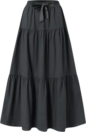 Flowy Maxi Skirts for Women Summer Layered Tiered High Waisted Skirt Ruffle A-Line Skirts Casual Long Flowy Skirts