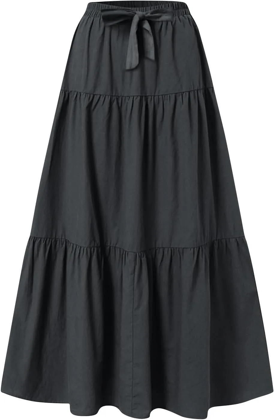 Flowy Maxi Skirts for Women Summer Layered Tiered High Waisted Skirt Ruffle A-Line Skirts Casual Long Flowy Skirts