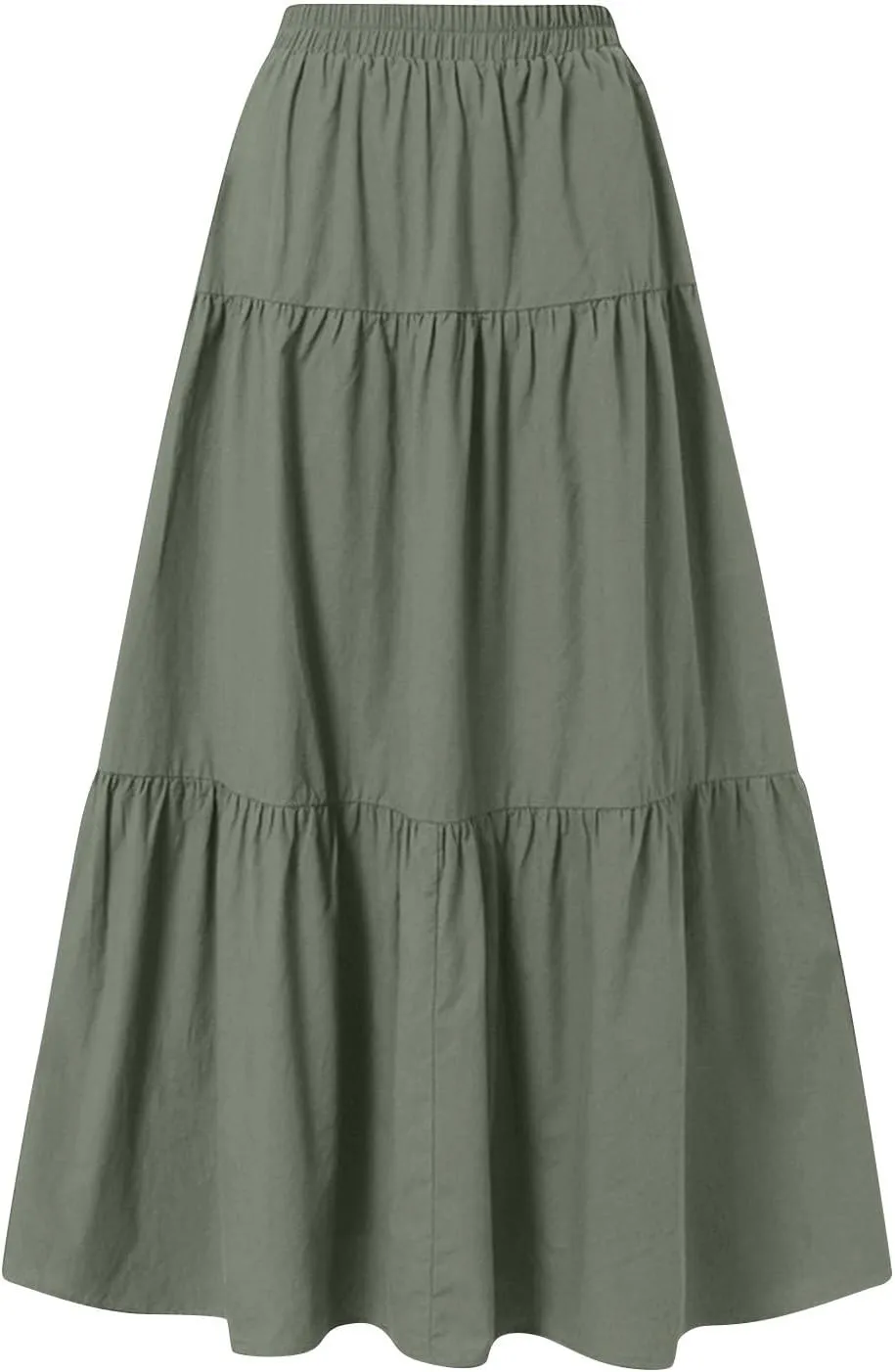 Flowy Maxi Skirts for Women Summer Layered Tiered High Waisted Skirt Ruffle A-Line Skirts Casual Long Flowy Skirts