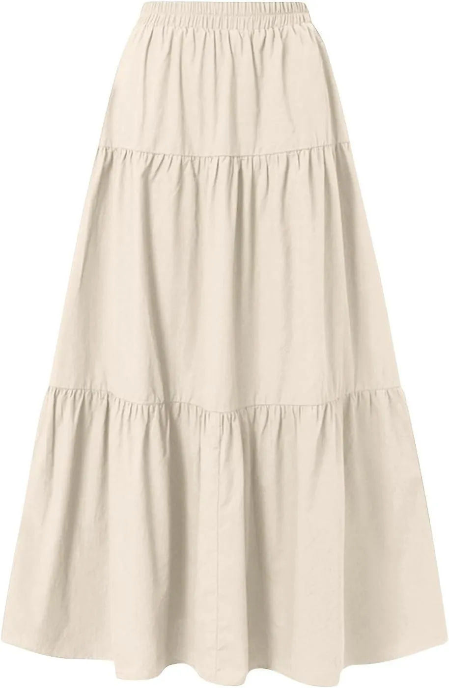 Flowy Maxi Skirts for Women Summer Layered Tiered High Waisted Skirt Ruffle A-Line Skirts Casual Long Flowy Skirts
