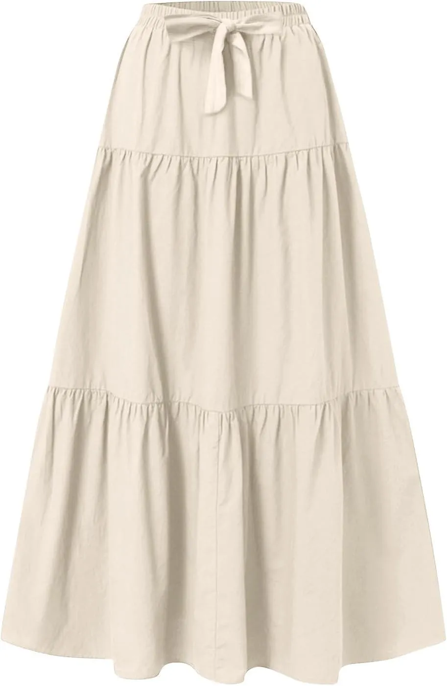 Flowy Maxi Skirts for Women Summer Layered Tiered High Waisted Skirt Ruffle A-Line Skirts Casual Long Flowy Skirts
