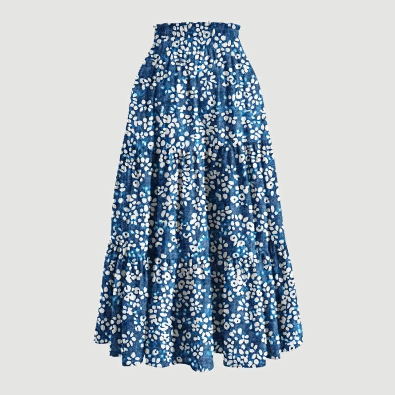 Flowy Skirts for Women Floral A Line Maxi Skirts High Waisted Elegant Tiered Summer Skirts Boho Long Beach Skirts