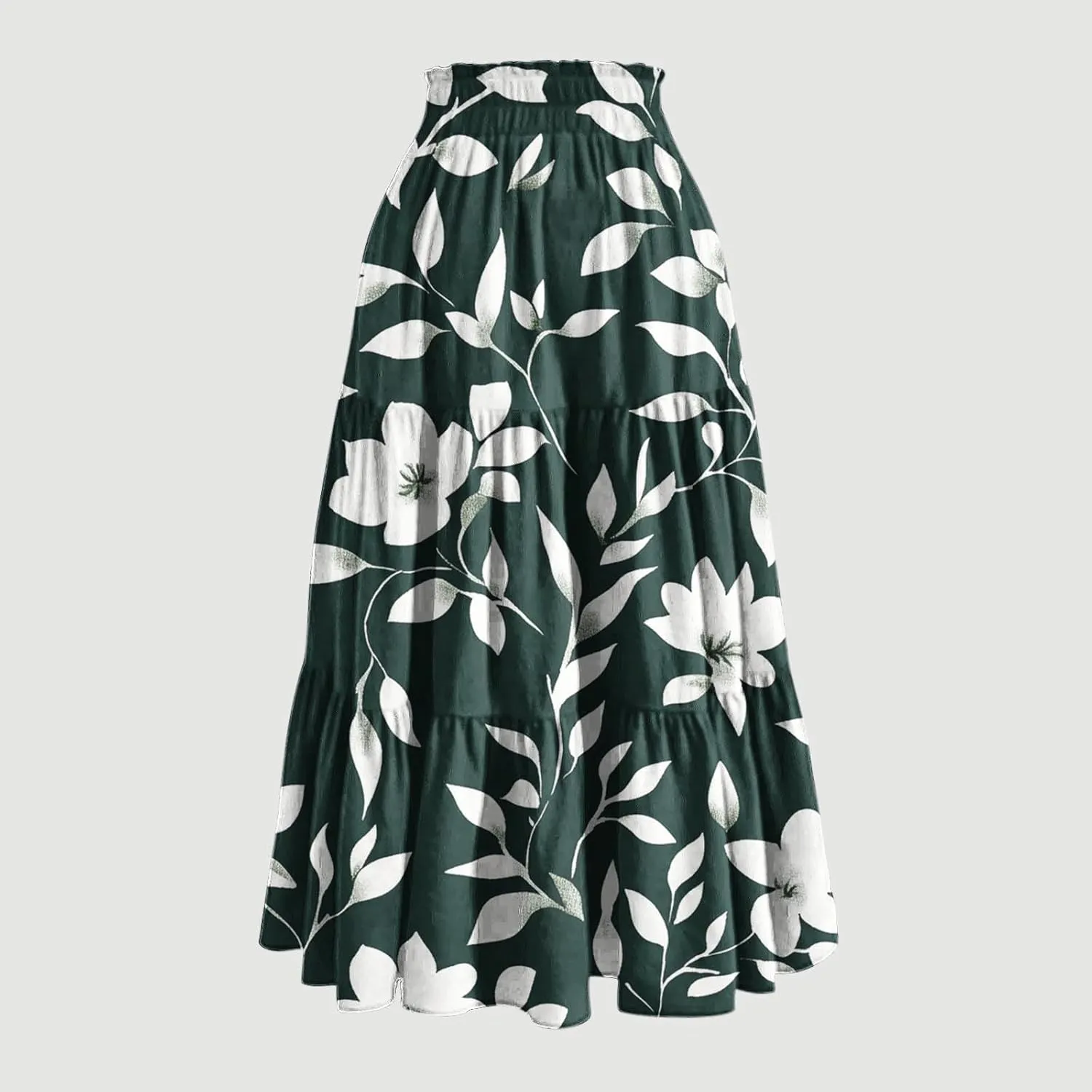 Flowy Skirts for Women Floral A Line Maxi Skirts High Waisted Elegant Tiered Summer Skirts Boho Long Beach Skirts