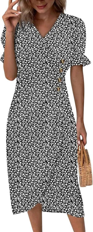 Formal Dresses for Women Curvy Summer Wrap Boho Maxi Dress V Neck Short Sleeve Hem Split Beach Prom Dresses 2025