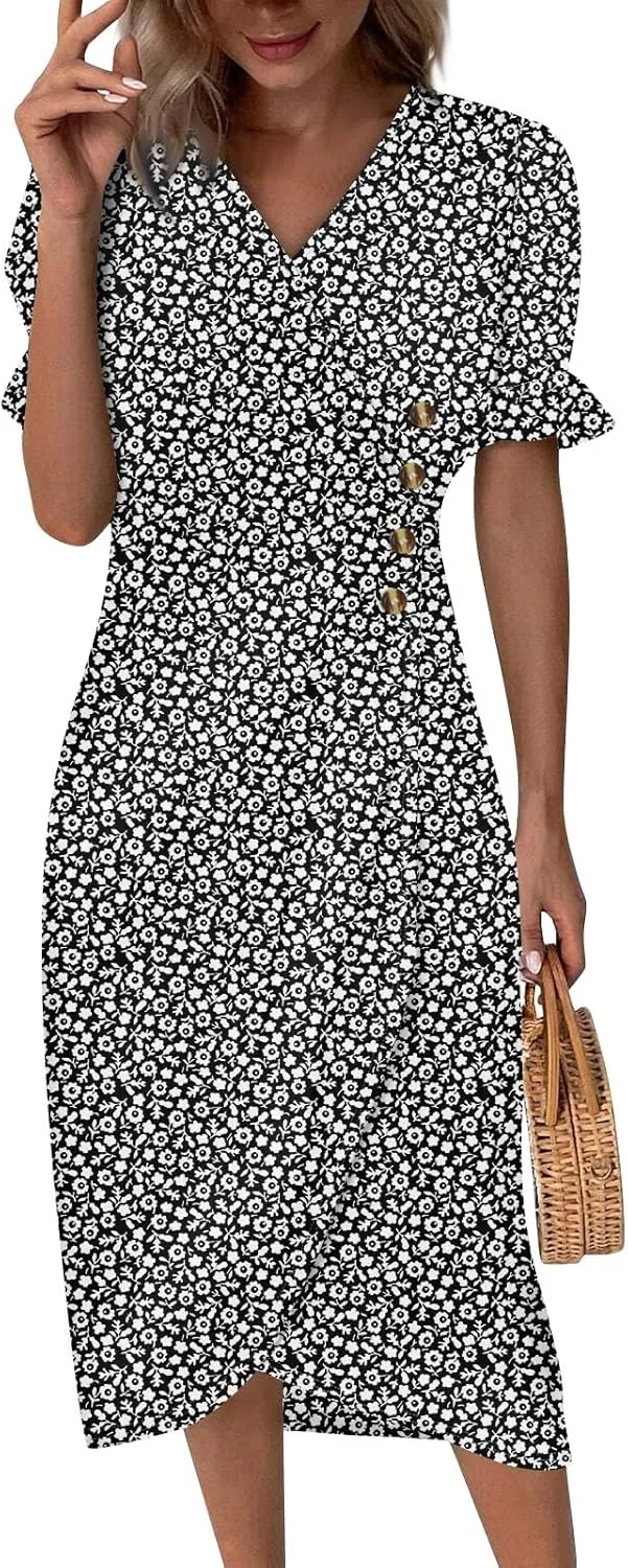 Formal Dresses for Women Curvy Summer Wrap Boho Maxi Dress V Neck Short Sleeve Hem Split Beach Prom Dresses 2025
