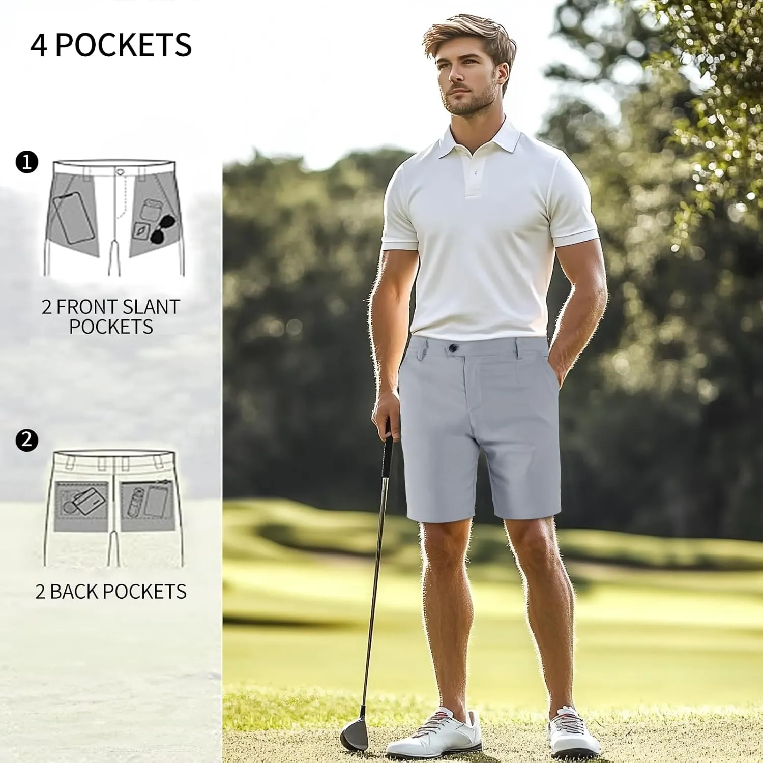 GINGTTO Mens Chino Shorts 9" Inseam Dress Shorts for Men Stretch