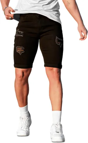 GINGTTO Mens Denim Shorts Ripped Skinny Stretch Jean Shorts Men