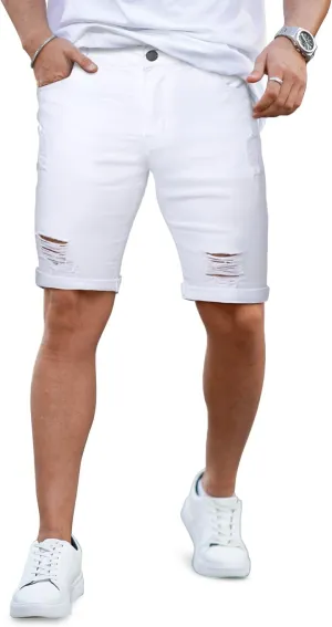 GINGTTO Mens Denim Shorts Ripped Skinny Stretch Jean Shorts Men