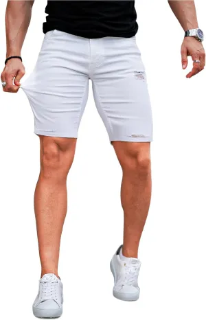 GINGTTO Men's Jean Shorts Ripped Slim Fit Stretch Denim Shorts
