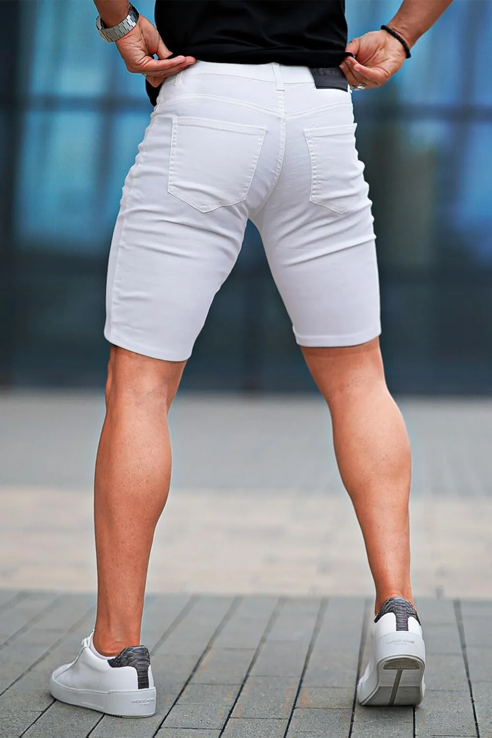 GINGTTO Men's Jean Shorts Ripped Slim Fit Stretch Denim Shorts