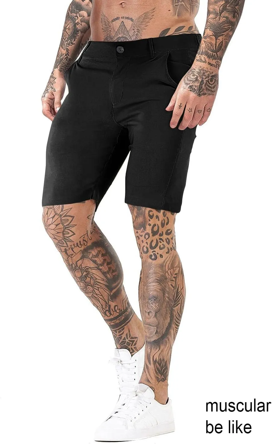 GINGTTO Mens Slim Fit Shorts 9" Inseam Stretch Chino Shorts