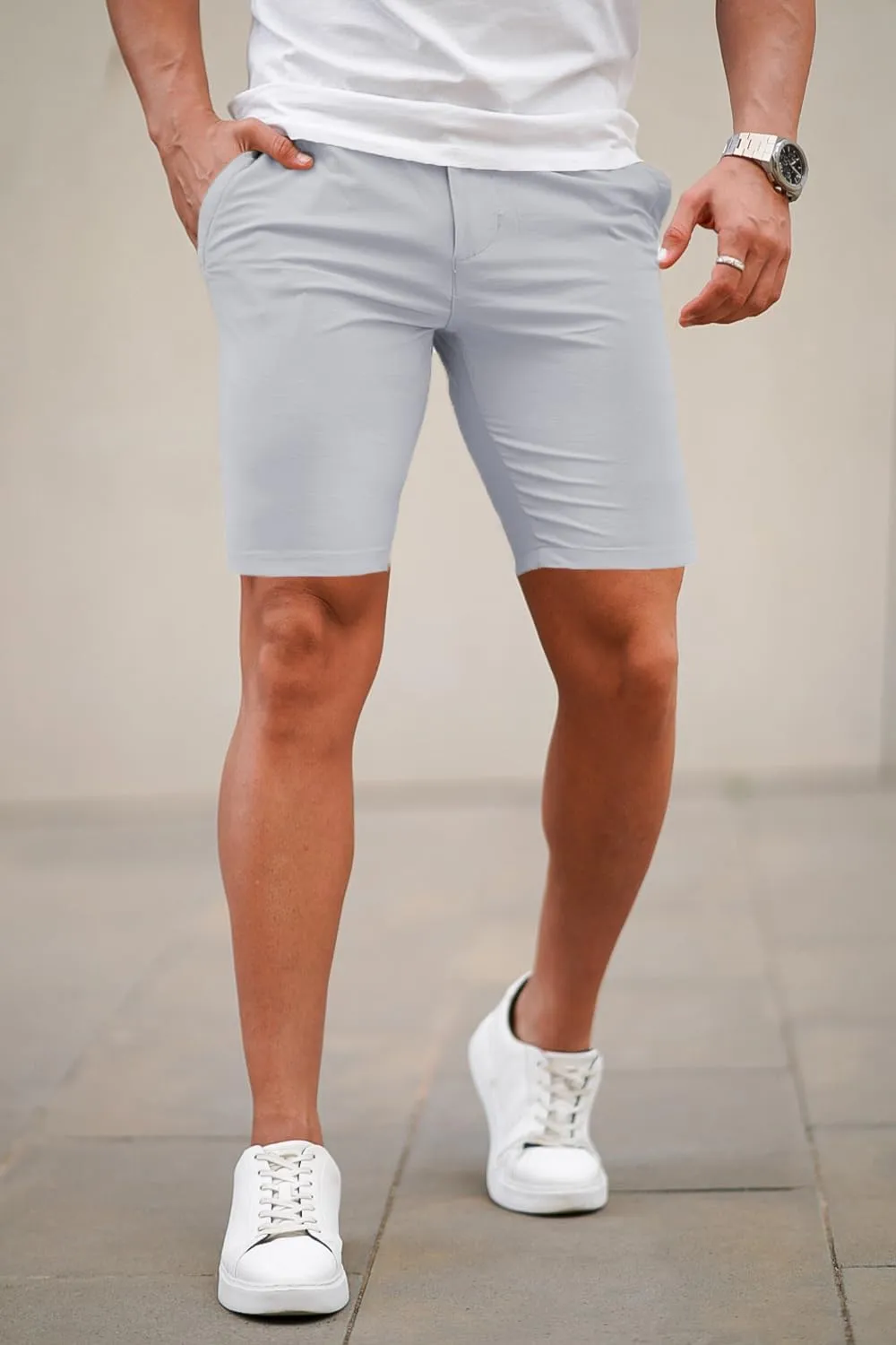 GINGTTO Mens Slim Fit Shorts 9" Inseam Stretch Chino Shorts