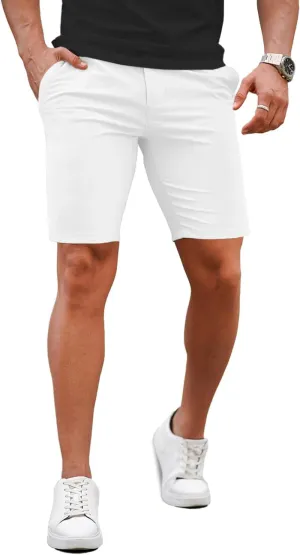 GINGTTO Mens Slim Fit Shorts 9" Inseam Stretch Chino Shorts